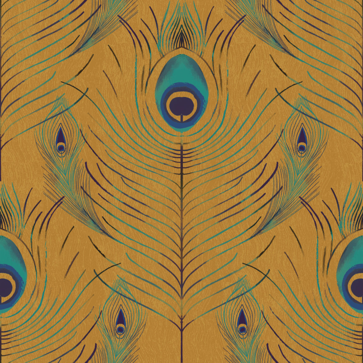 Regal Peacock Feather - Gold Wallpaper⁠ in your room