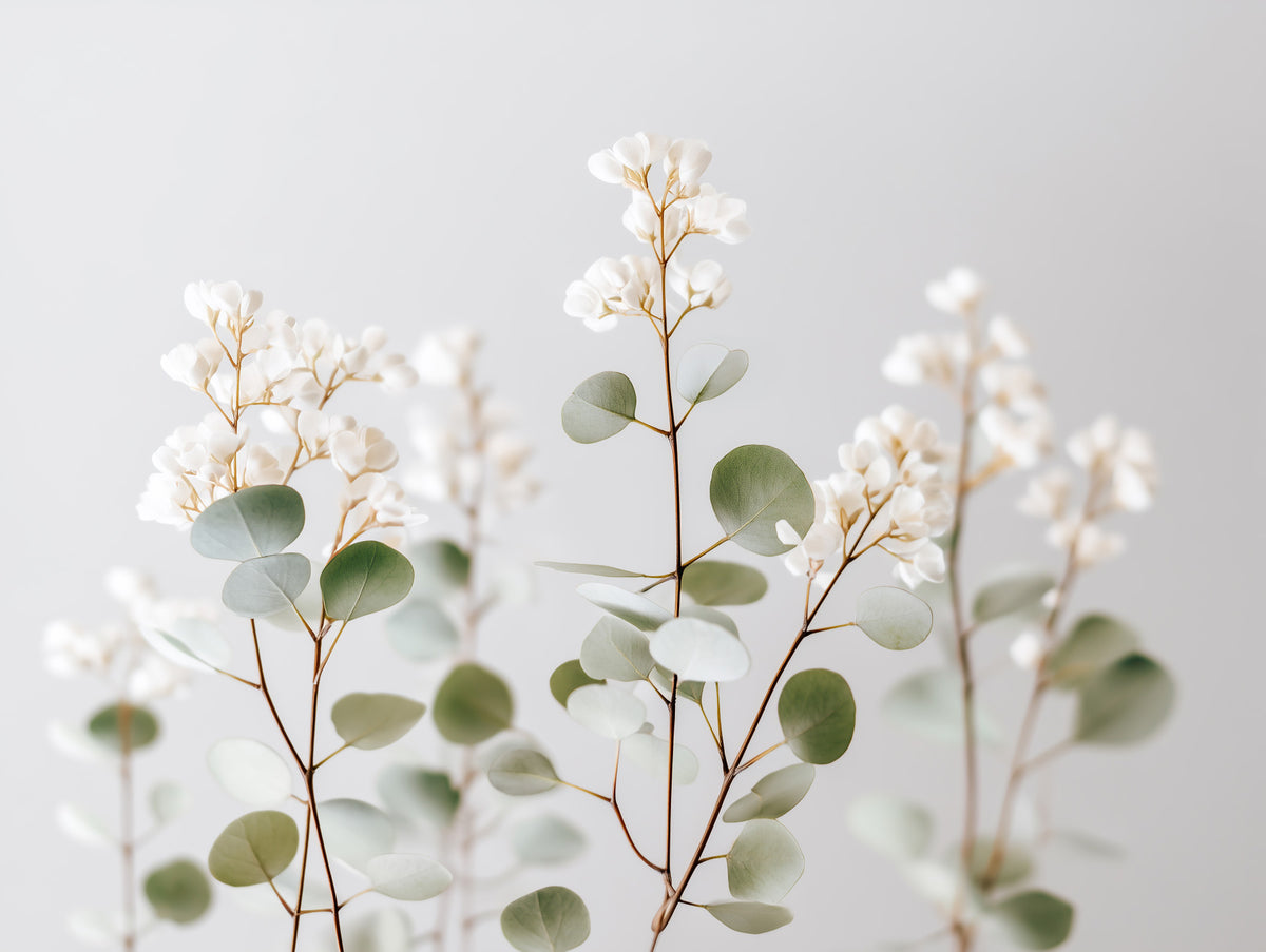 Whispering White Florals Wall Mural in your room — zoomed