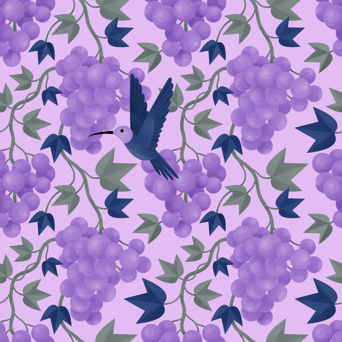 Hummingbird in Grapes Wallpaper⁠ in your room — zoomed