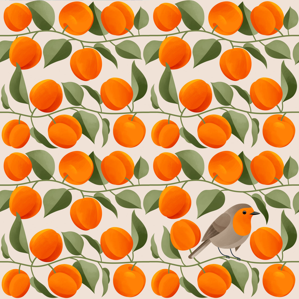 Robin in Apricots Wallpaper⁠ in your room — zoomed