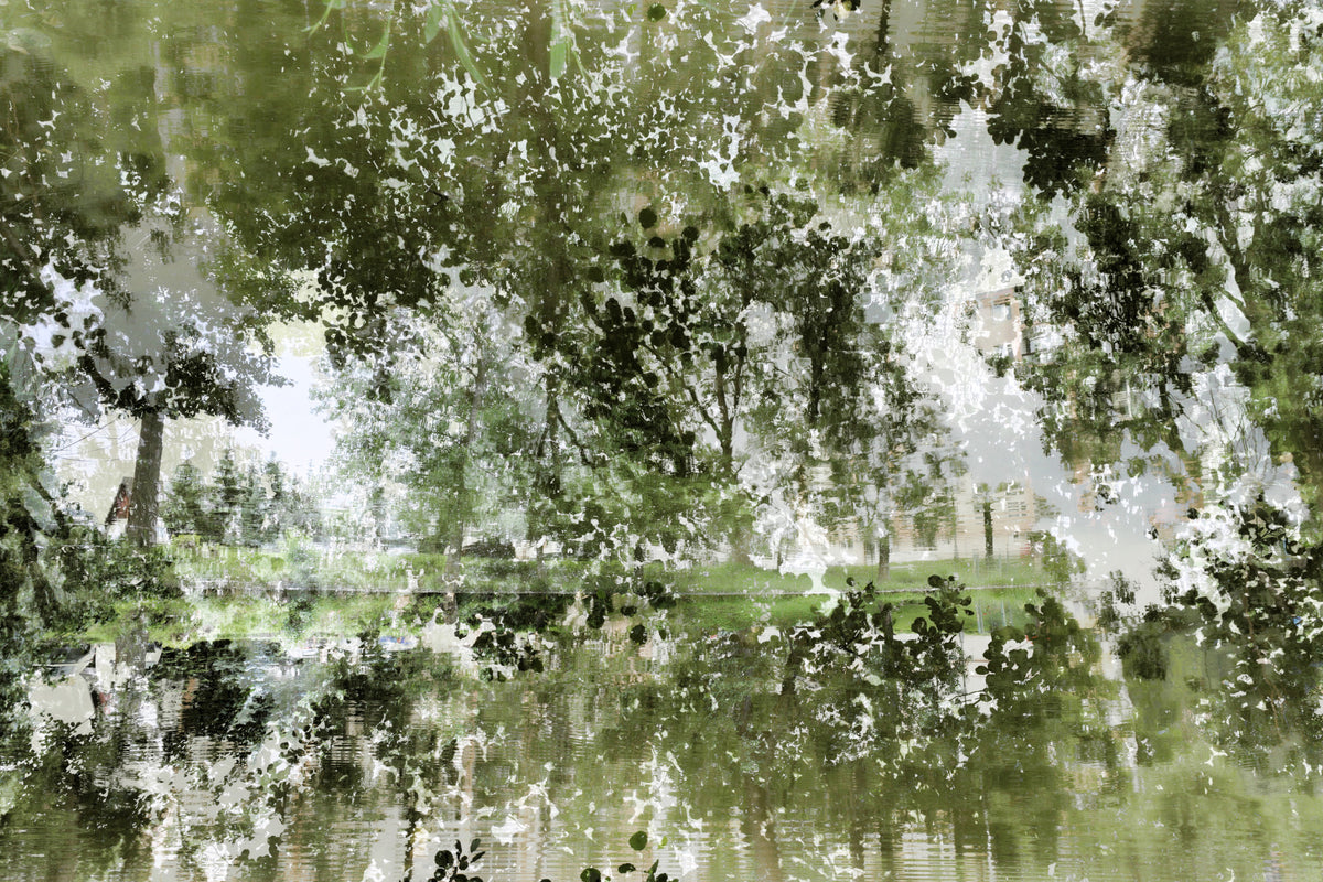 Tranquil Reflection of Nature - Abstract Greenery Art Print Wall Mural in your room — zoomed