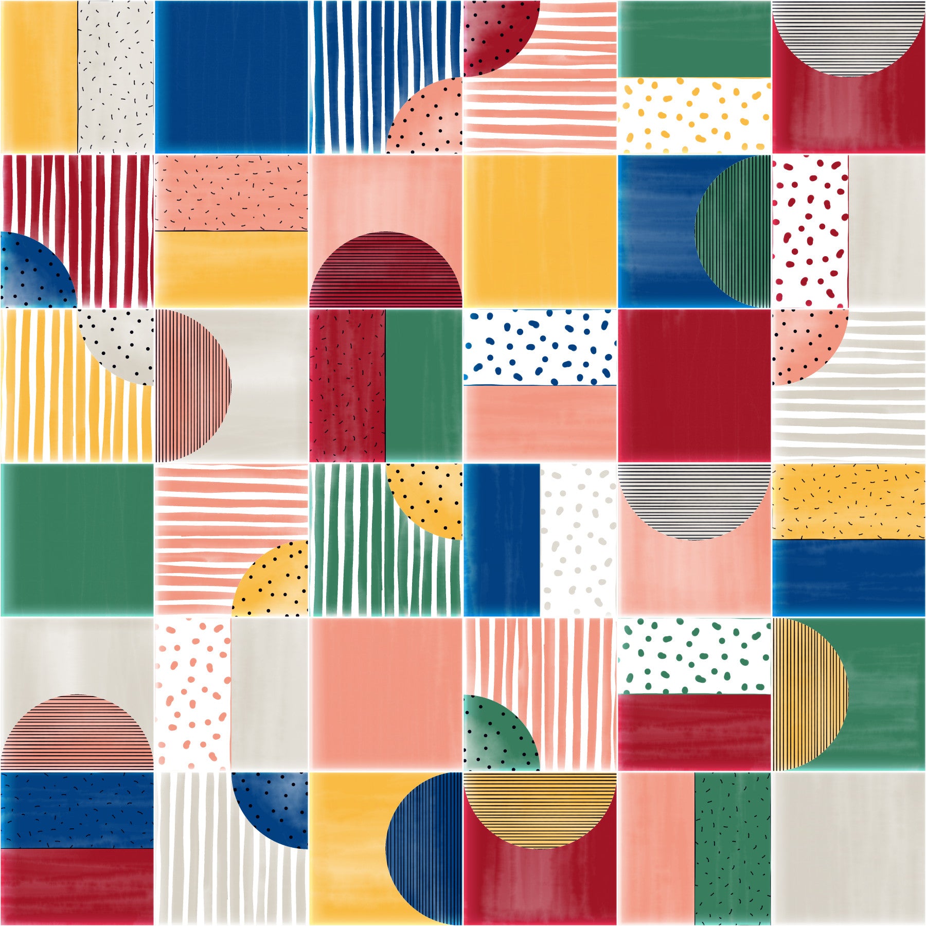 Painted Modern Tiles Fiesta Wallpaper⁠