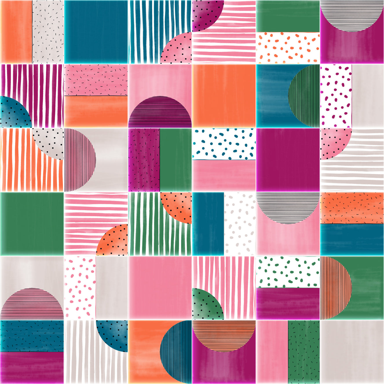 Painted Modern Tiles Kid Party Wallpaper⁠