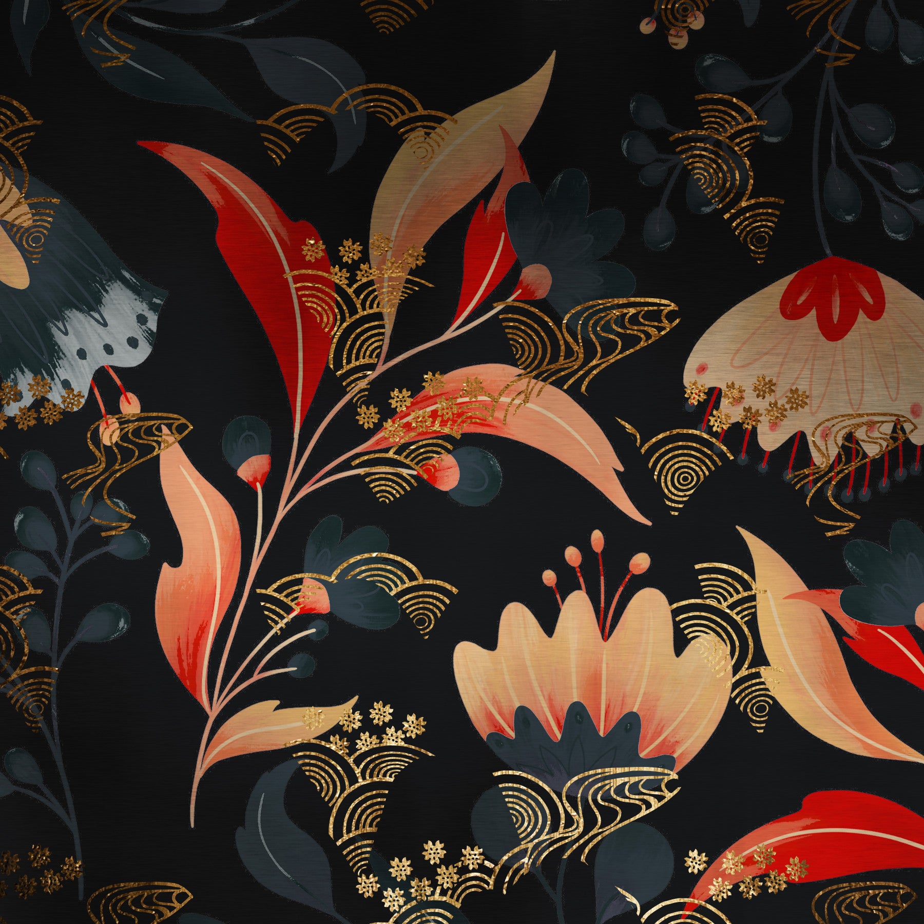 Midnight Bouquet Wall Mural