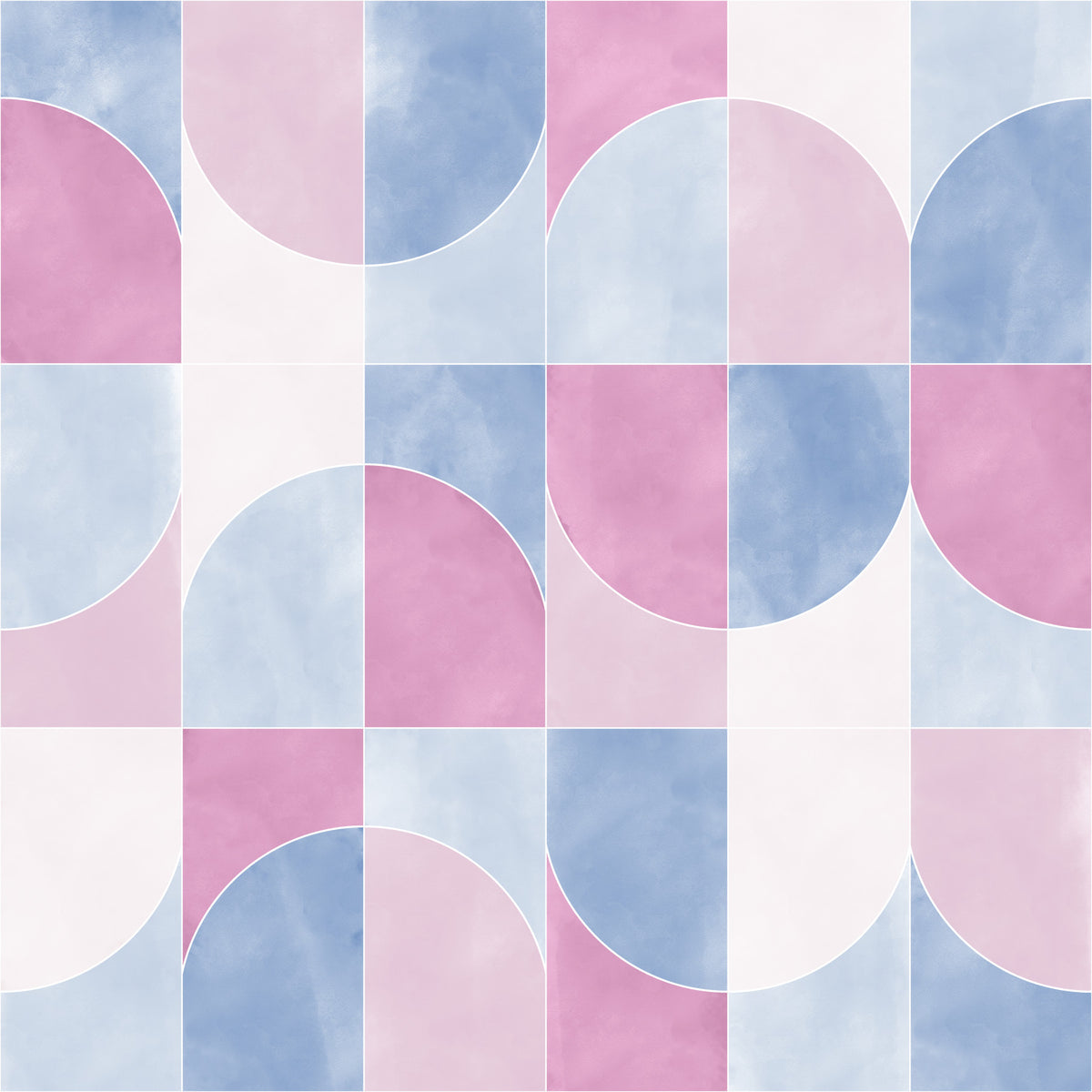 COLOR WASHED GEO TILES COTTON CANDY Wallpaper⁠ in your room