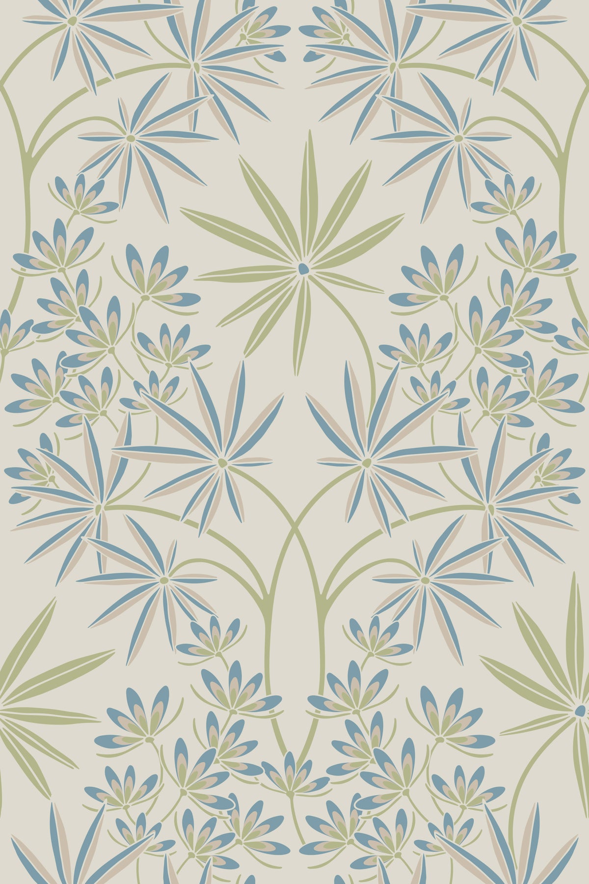 Glamour Floral Damask Cottage Sage Green Cream Wallpaper⁠ in your room