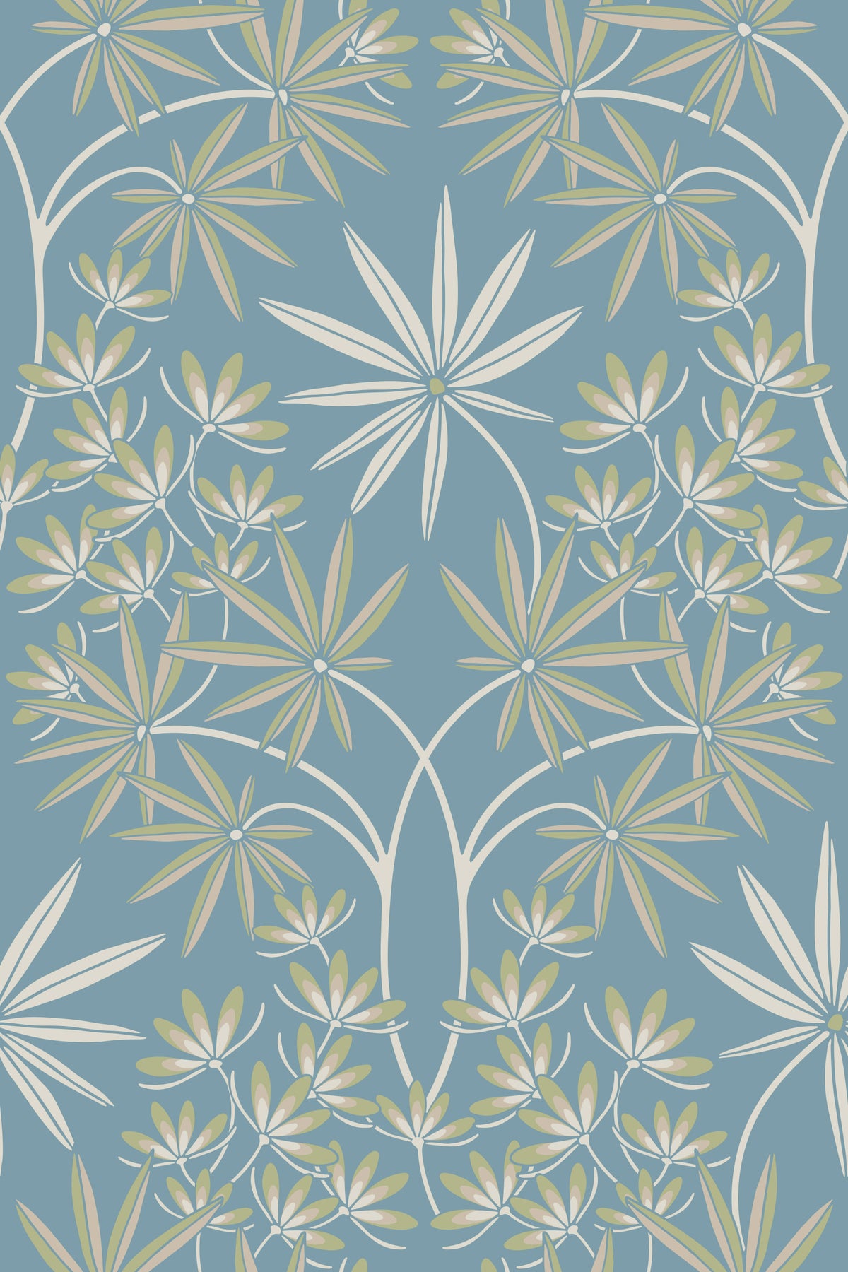 Glamour Floral Damask Cottage Sage Green Light Blue Wallpaper⁠ in your room