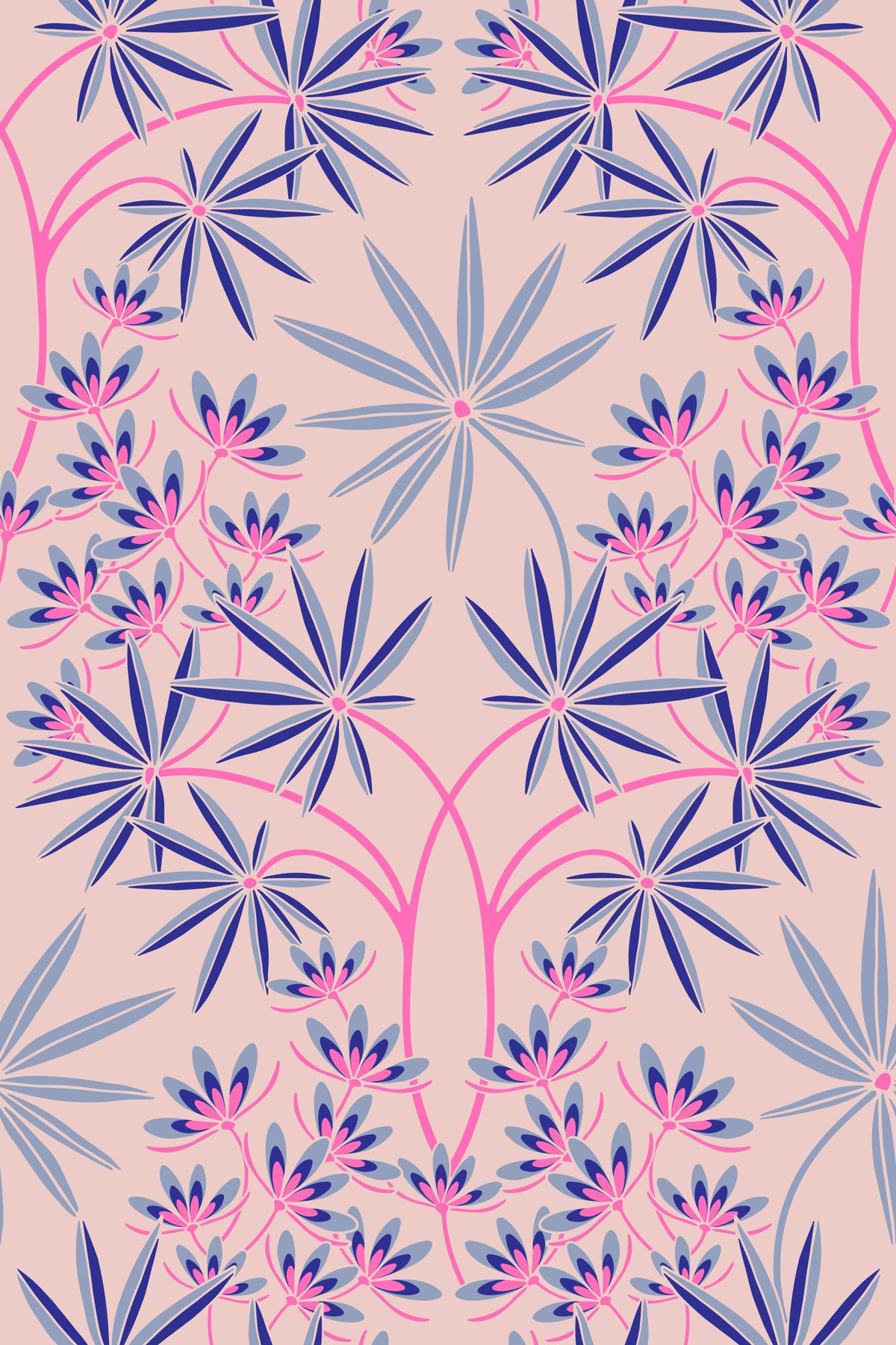 Glamour Floral Damask Fresh Lavender Purple Light Pink Wallpaper⁠ in your room — zoomed