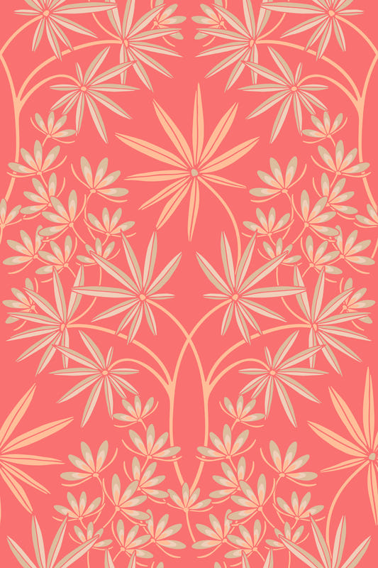 Glamour Floral Damask Warm Peach Fuzz Orange Coral Wallpaper⁠