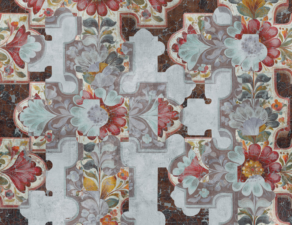 Vintage Floral Modern Art Wall Mural in your room — zoomed