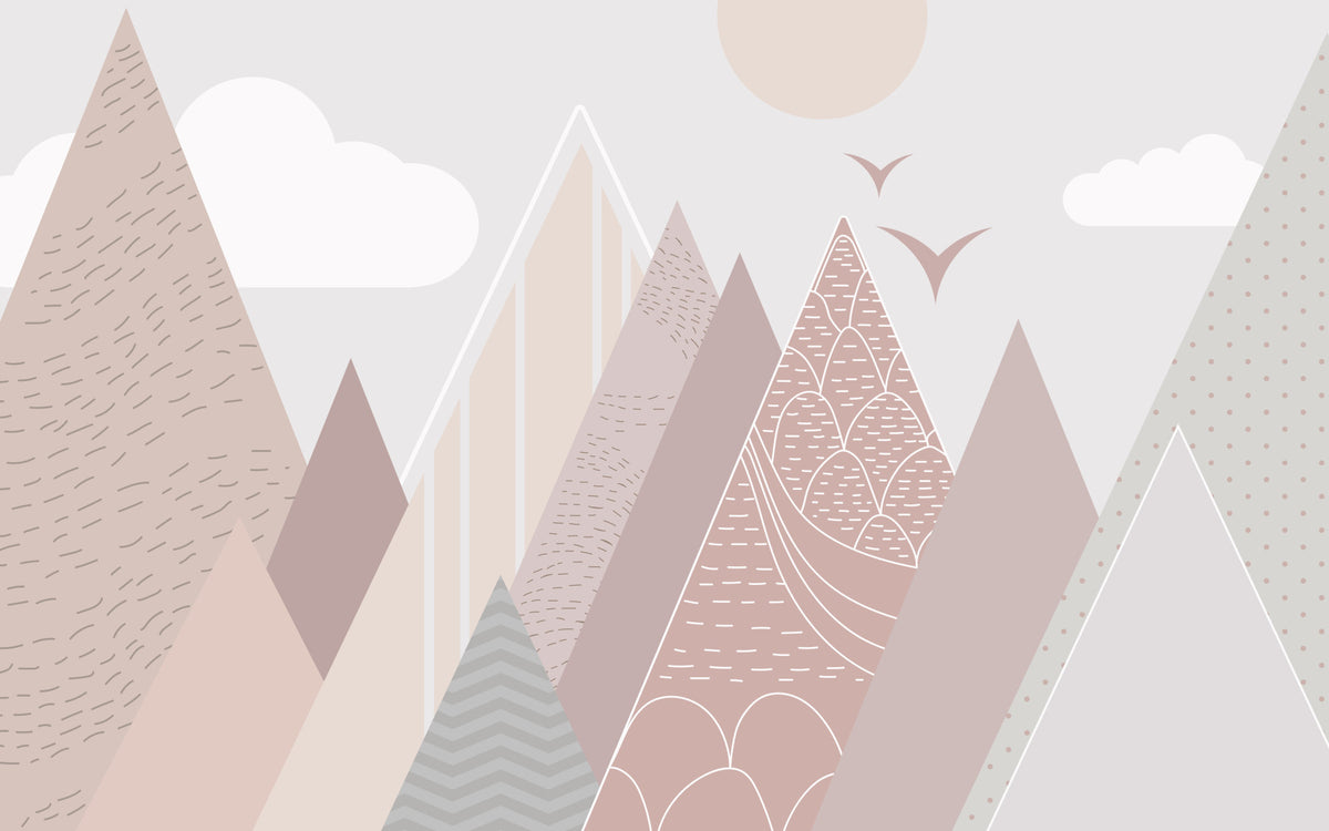 Blush Mountain Dream Wall Mural in your room — zoomed