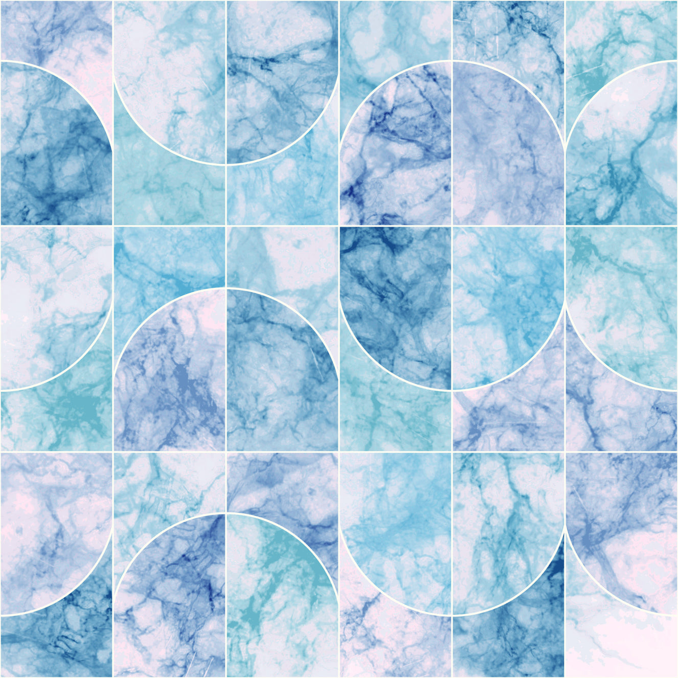 Marbled Geo Tiles Bluish Wallpaper⁠