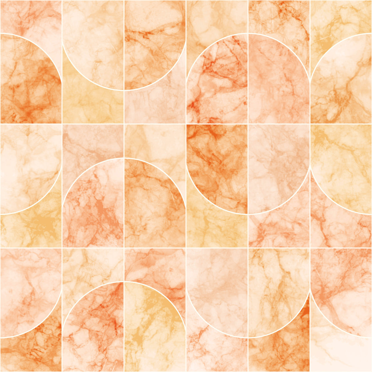 Marbled Geo Tiles Orangish Wallpaper⁠ in your room