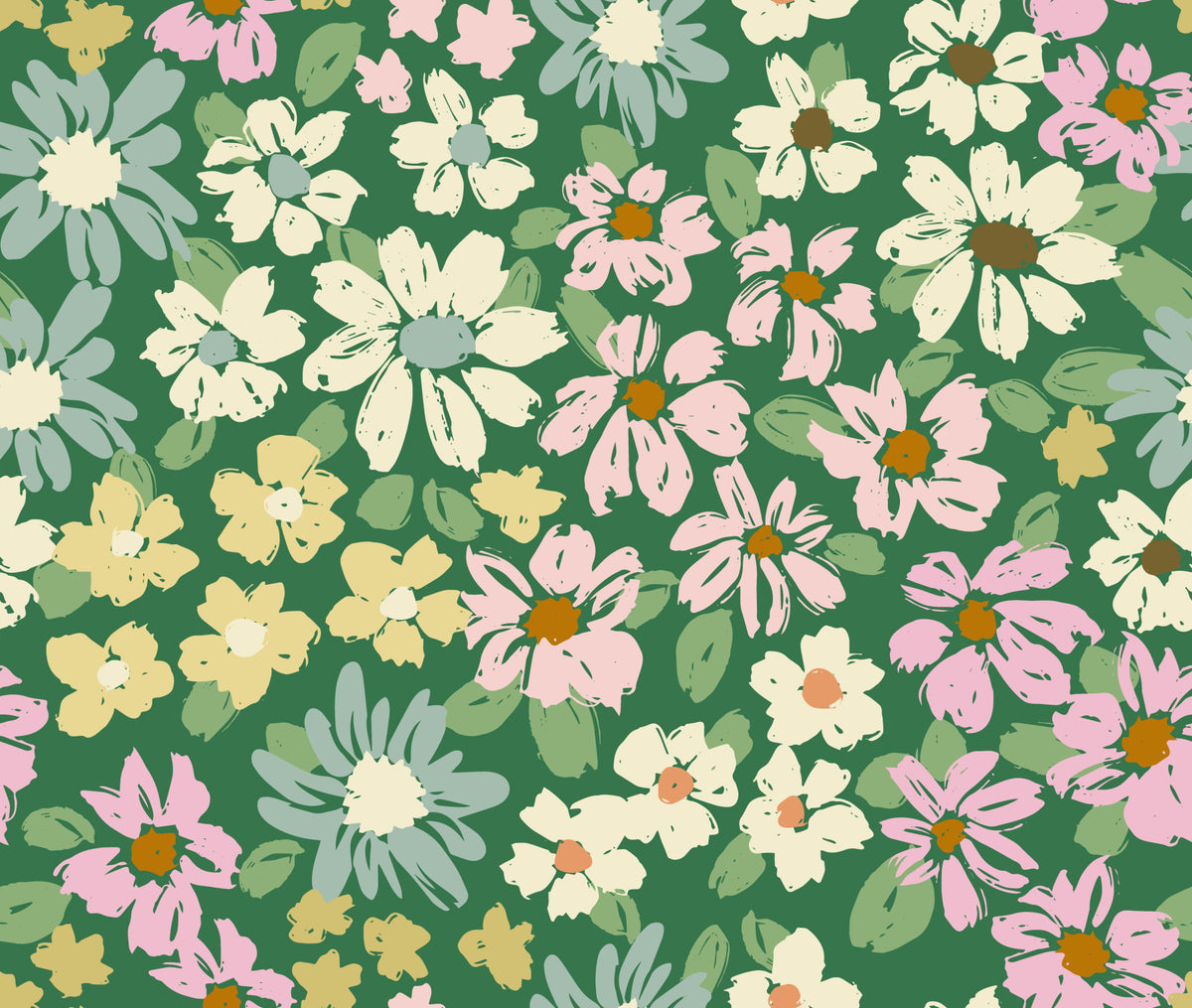 Painterly spring cottage chic florals Wallpaper⁠ in your room