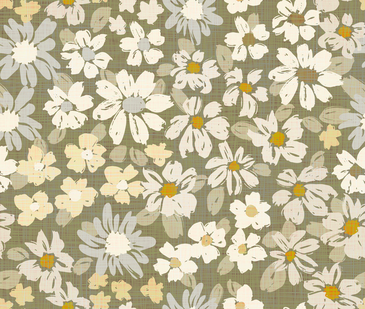 Painterly cottage chic spring florals Wallpaper⁠ in your room — zoomed