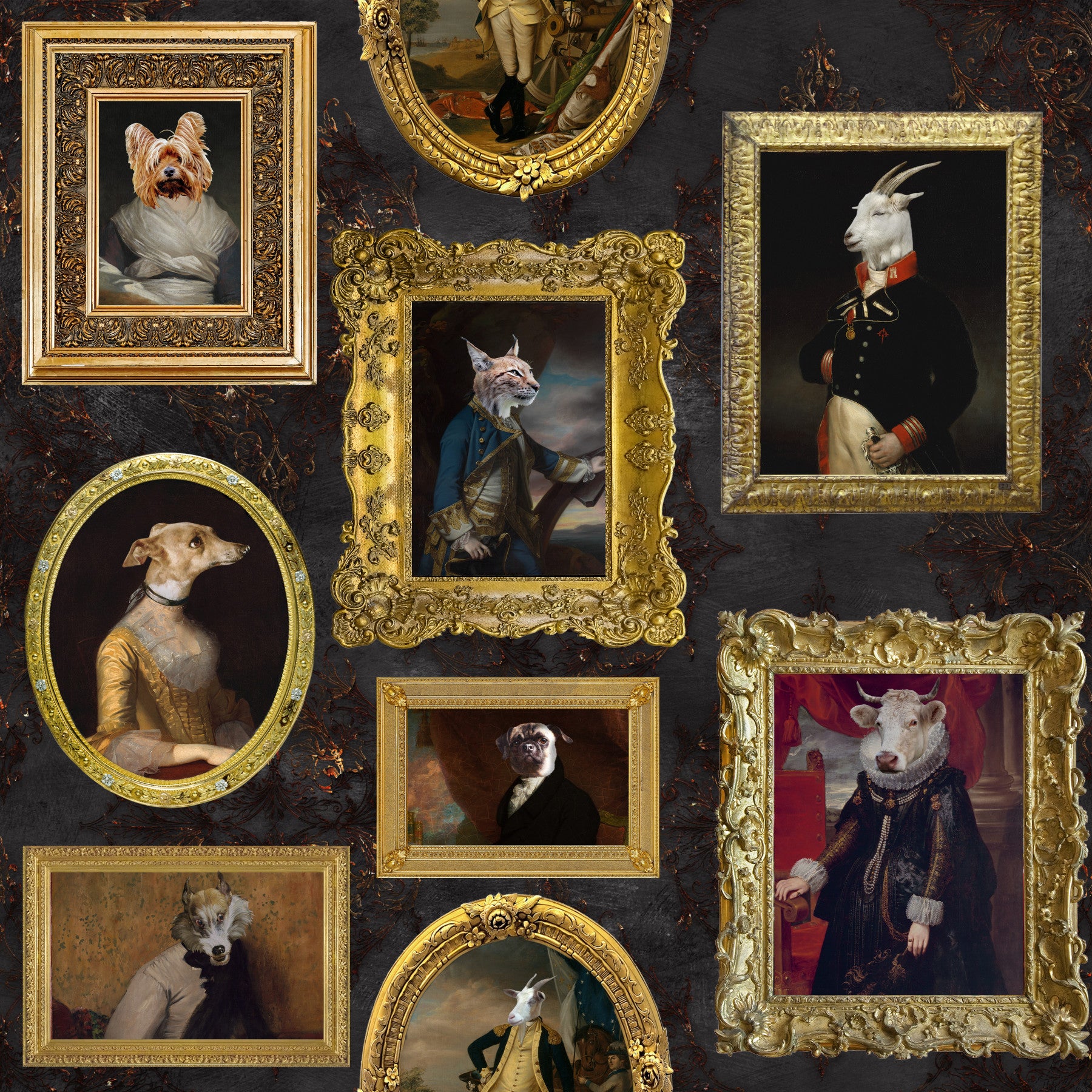 Gilded Animal Aristocracy Wallpaper⁠ in your room — zoomed