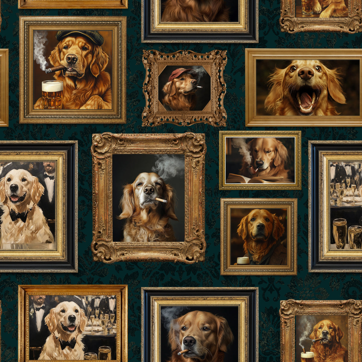Golden Retriever Smoking Paws Gallery Wallpaper⁠ in your room