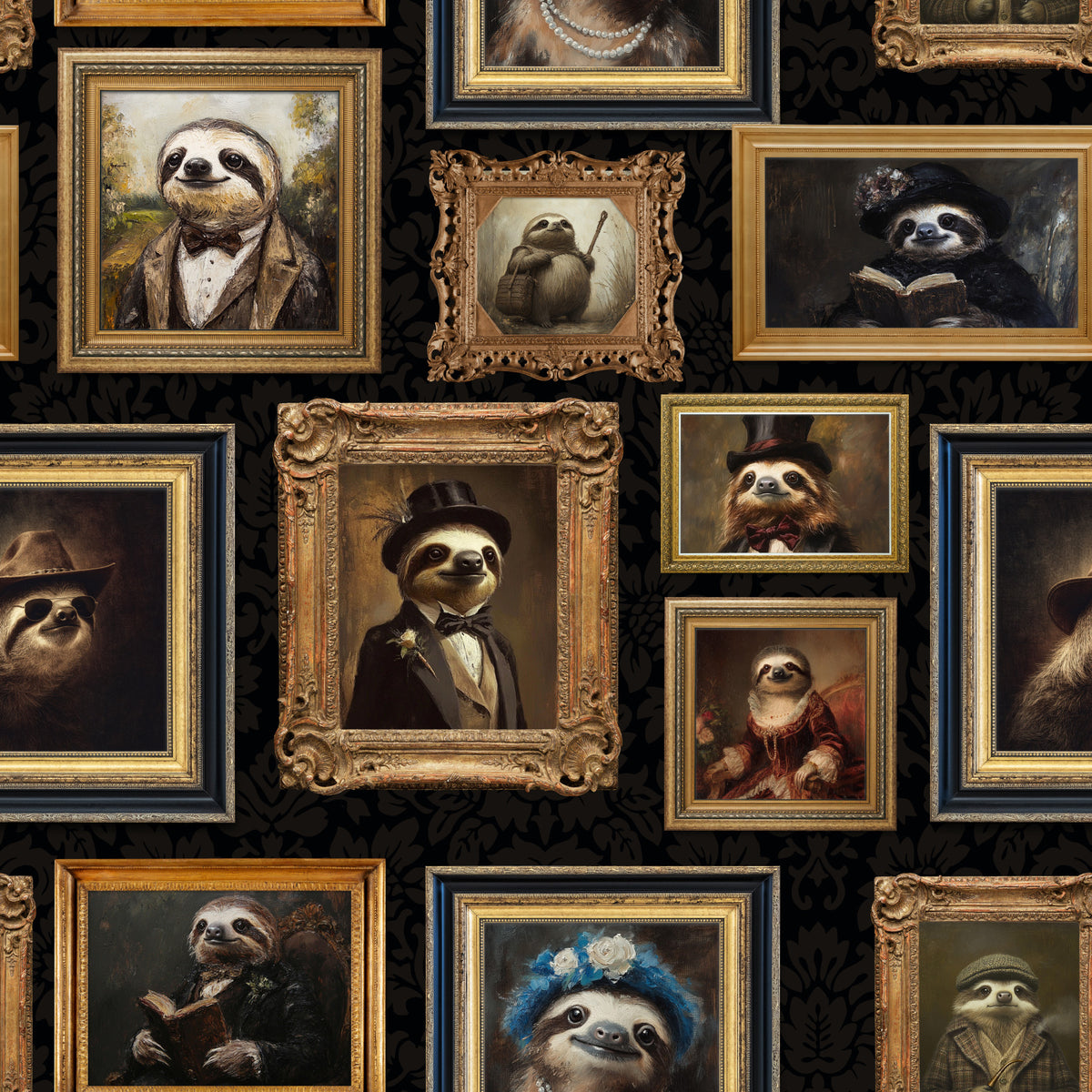 Sloth Society Portraits Wallpaper⁠ in your room — zoomed