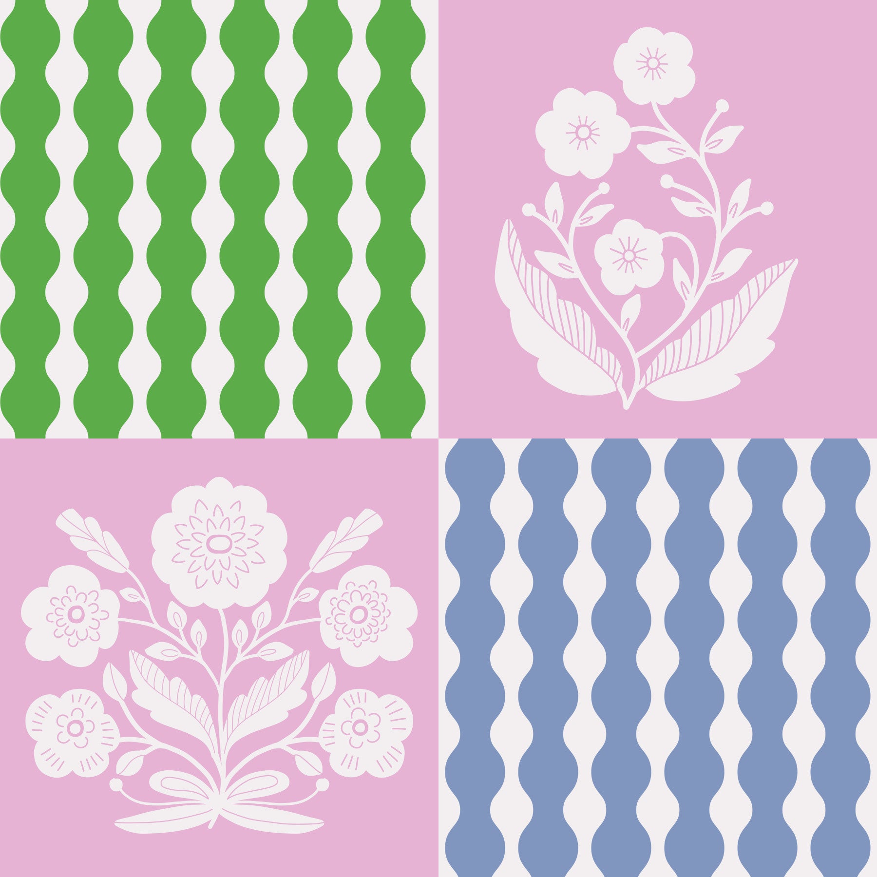 Retro Bloom Patchwork Wallpaper⁠ in your room — zoomed