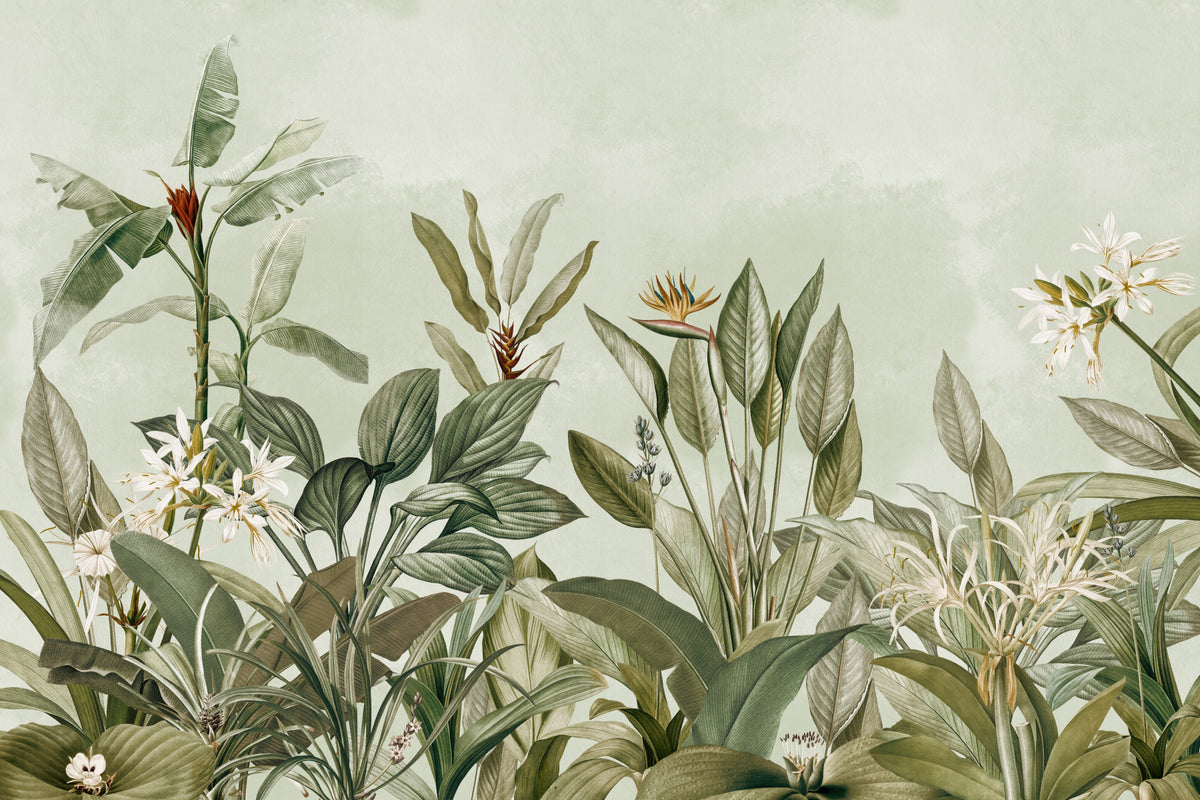 Botanical Serenity Wall Mural in your room — zoomed