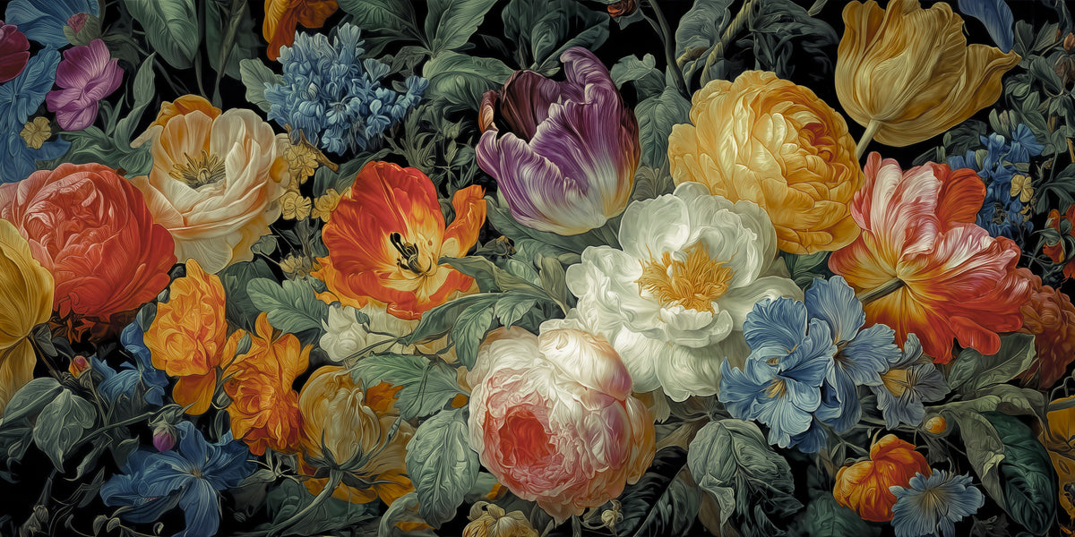 Radiant Blooms Harmony Wall Mural in your room — zoomed