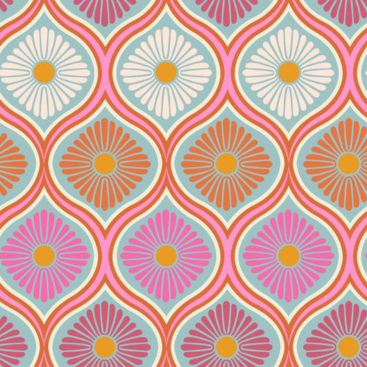 Groovy 70s Retro Mod Flower Power Wallpaper⁠