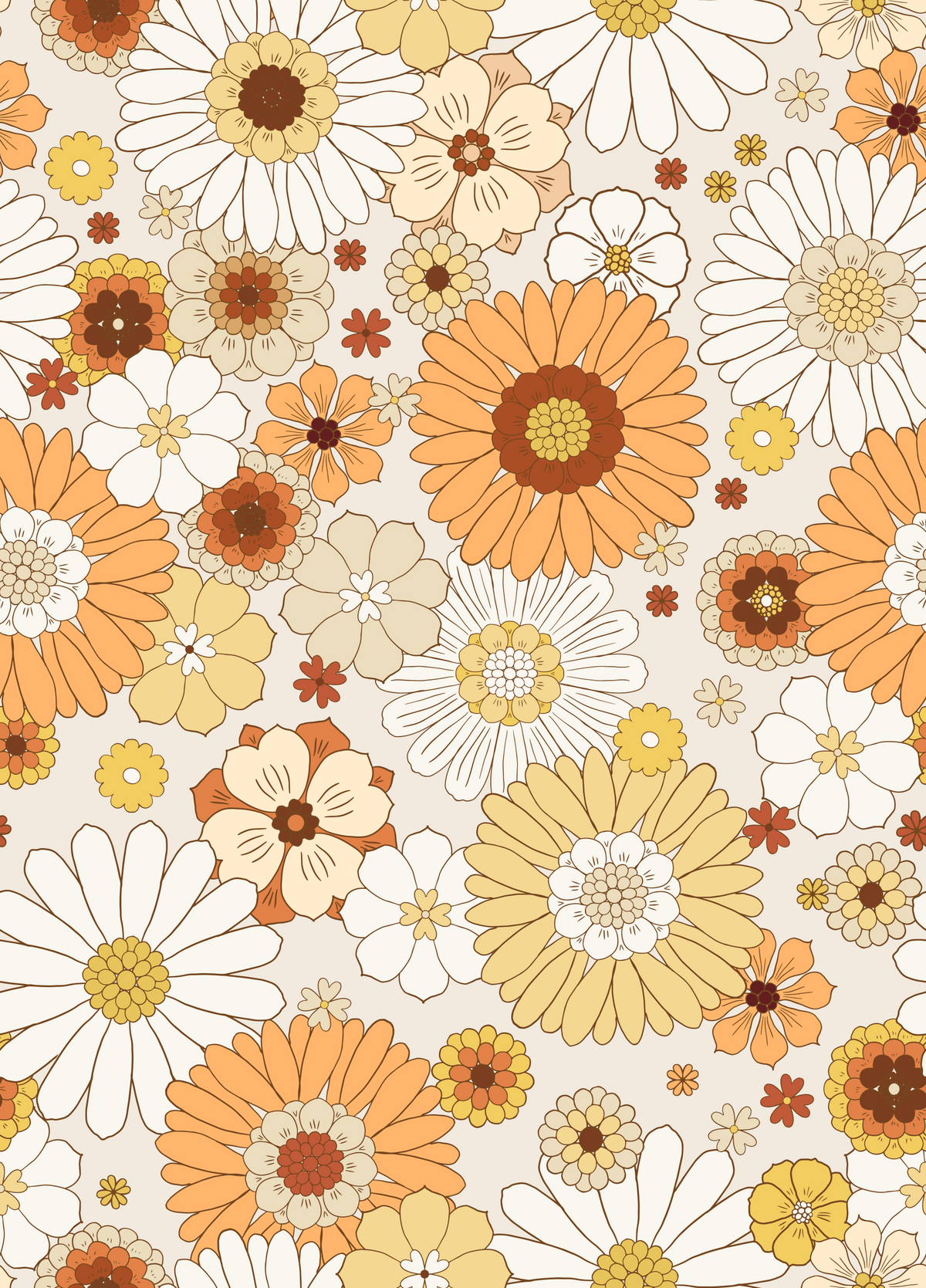 daisy festival - 1970s warm floral Wallpaper⁠ in your room