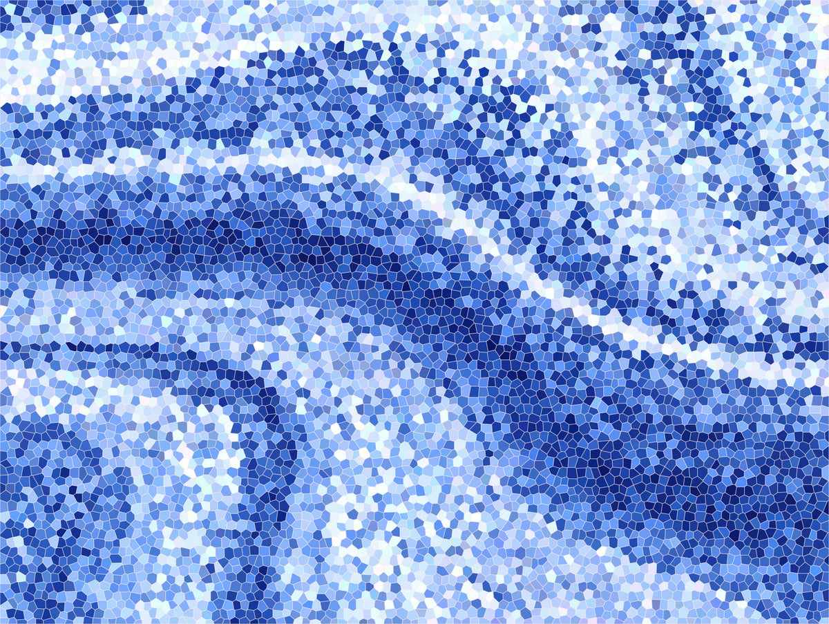 Blue Mosaic Waves Wall Mural in your room — zoomed