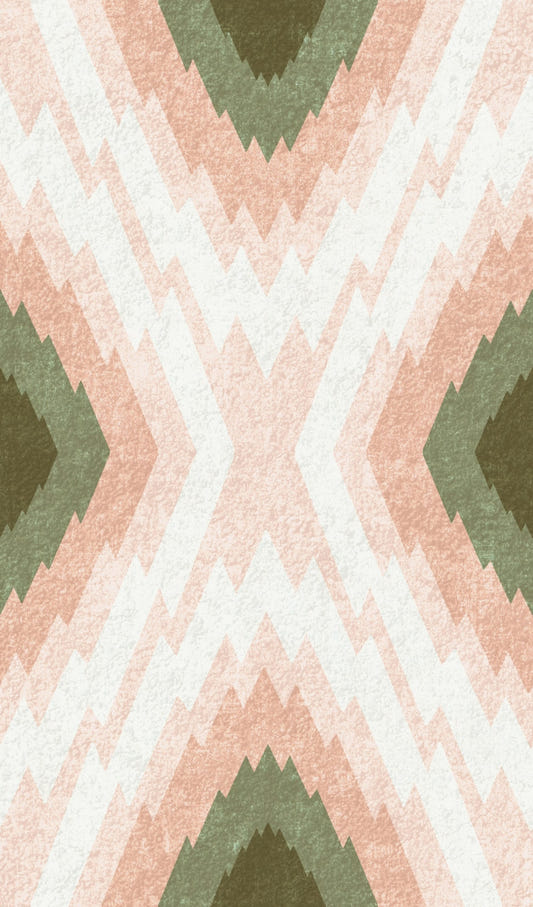 Flame Stich Pink and Green Wallpaper⁠