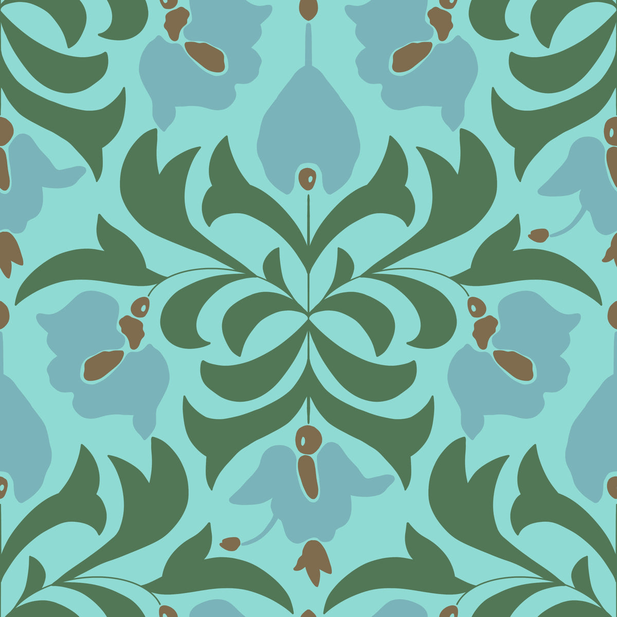 Orbisca - Aqua Floral Symmetry Wallpaper⁠ in your room — zoomed