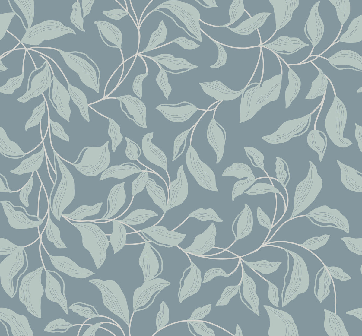 Dusty Blue Vines Wallpaper⁠ in your room — zoomed