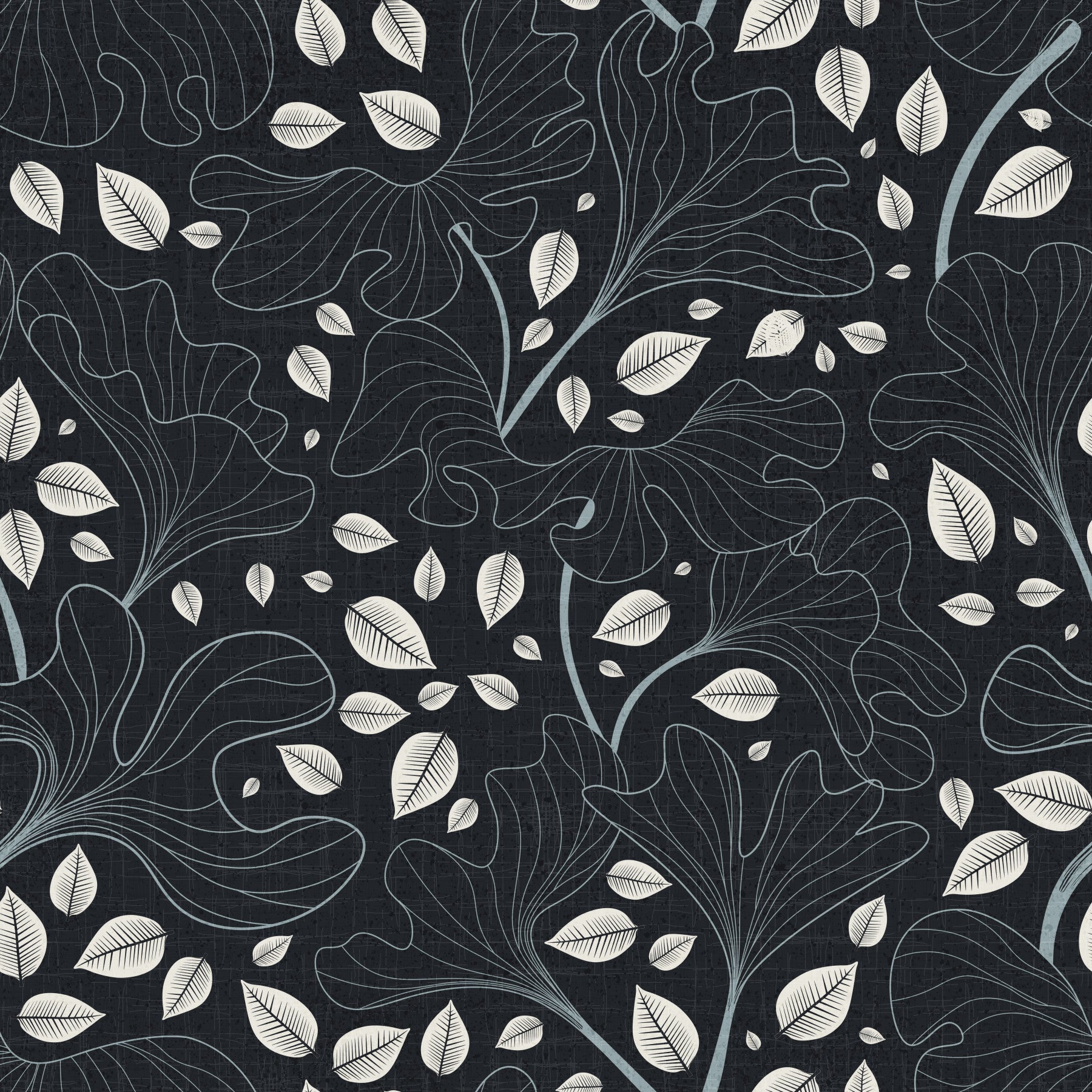 Timeless Ginkgo Garden Navy and White Wallpaper.

