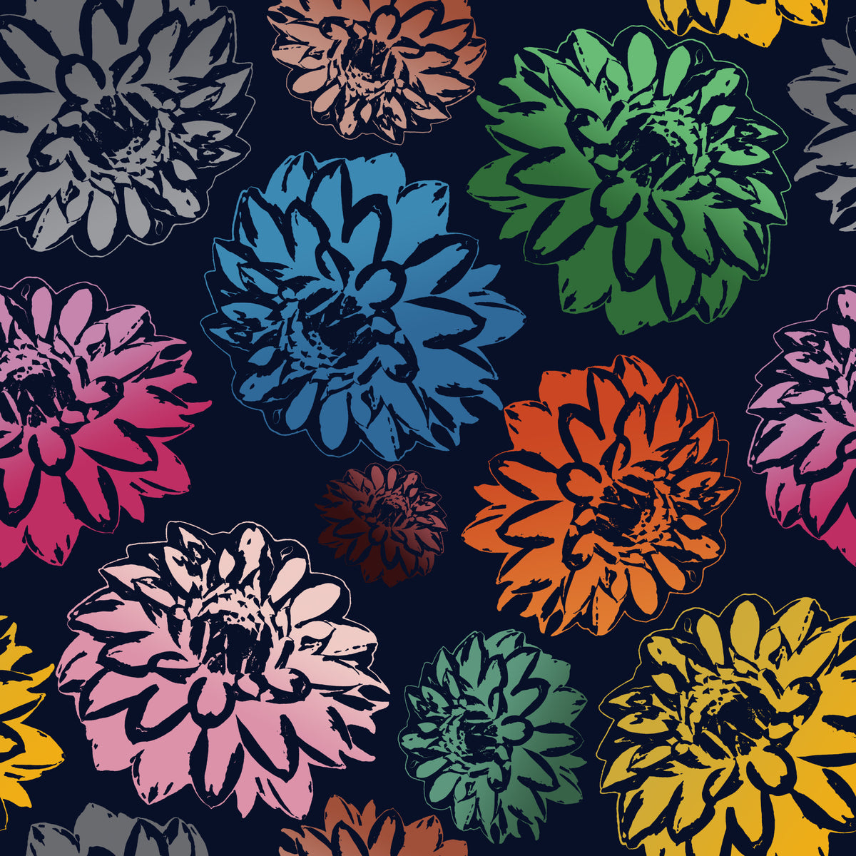 Dahlias Colors Navy Wallpaper⁠ in your room