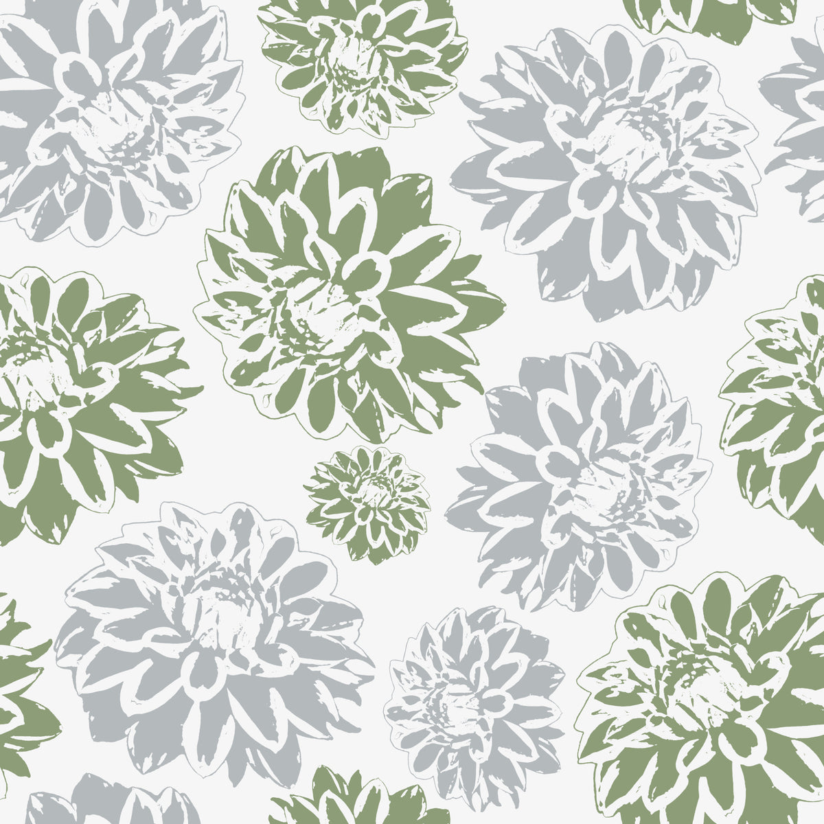 Dhalias green and blue Wallpaper⁠ in your room — zoomed
