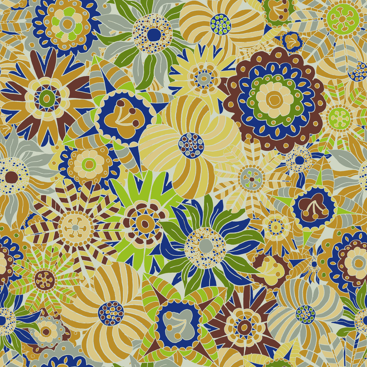 Summer Morning Scandi Round Flowers Wallpaper⁠ in your room