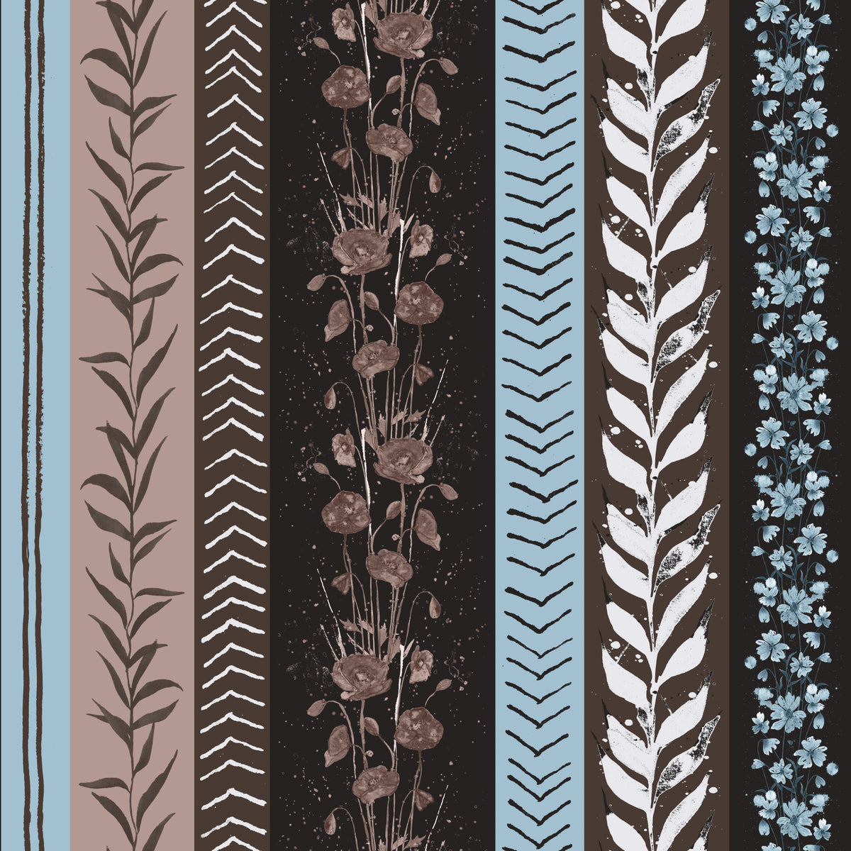 Autumn Stripes Modern Copper Blue Wallpaper⁠ in your room — zoomed