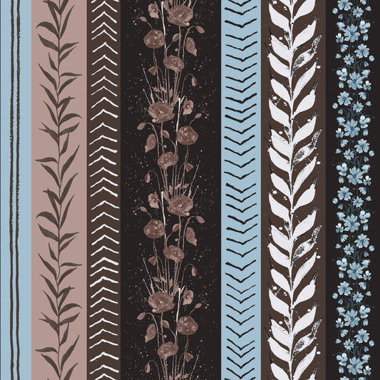 Autumn Stripes Modern Copper Blue Wallpaper⁠