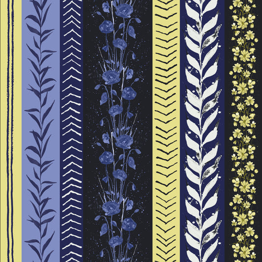 Autumn Stripes Modern Blue Yellow Wallpaper⁠