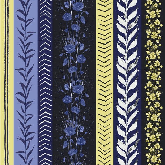 Autumn Stripes Modern Blue Yellow Wallpaper⁠