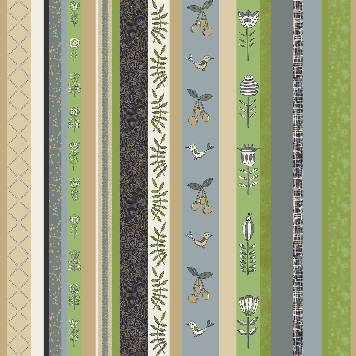 Whimsical Garden Stripes Green Wallpaper⁠ in your room