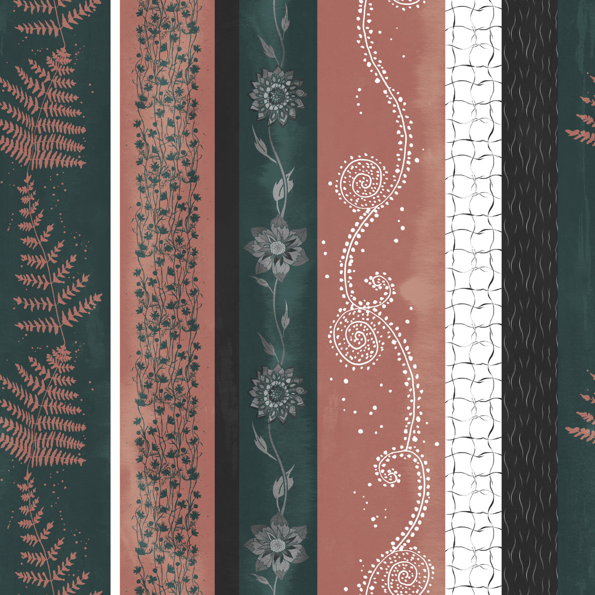 Abstract Nature Stripes Teal Peach Wallpaper⁠ in your room — zoomed