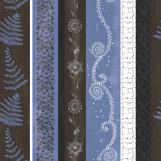 Abstract Nature Stripes Blue Copper Wallpaper⁠
