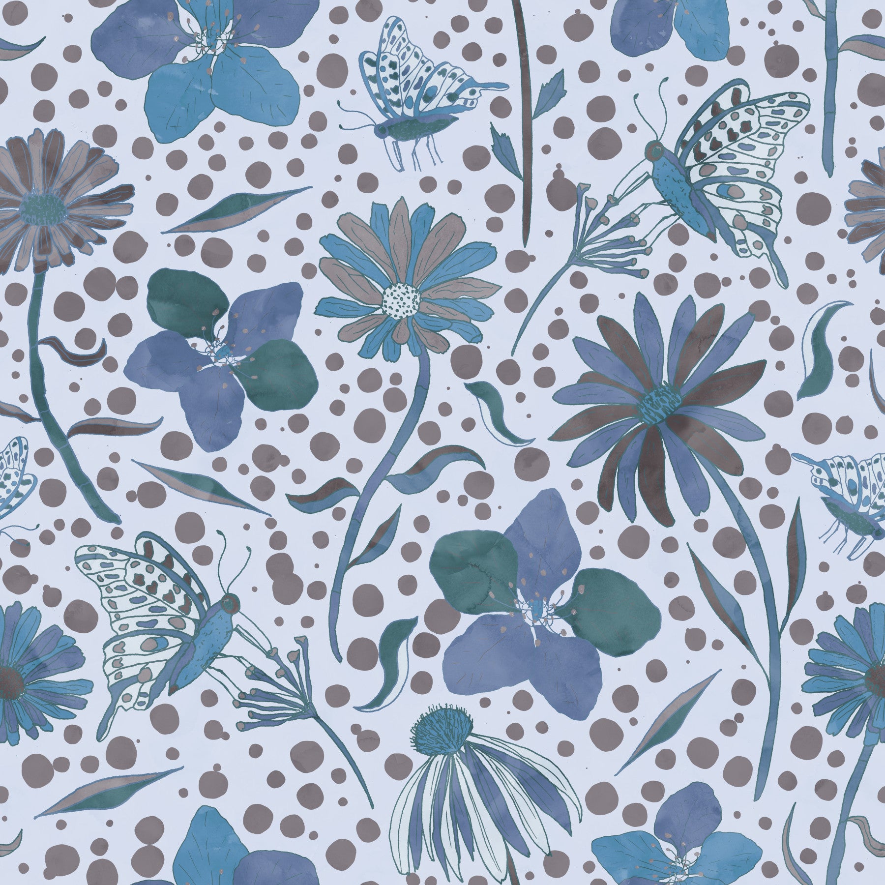 soft blue background with delicate flowers

