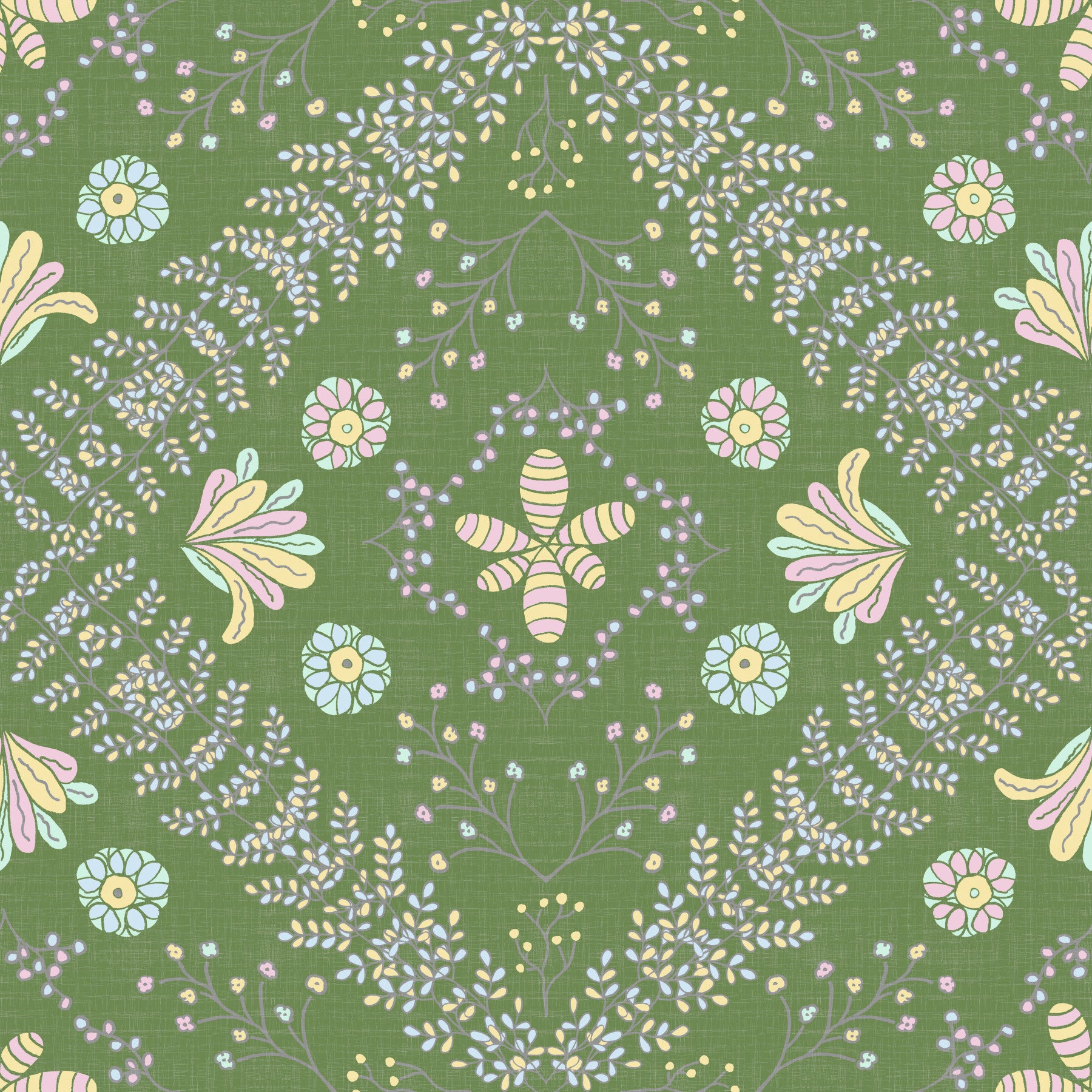 Bloom Tapestry Olive Green Wallpaper⁠