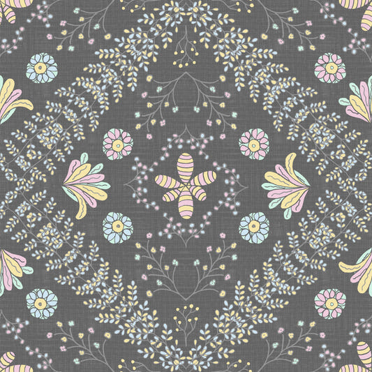 Bloom Tapestry Gray Wallpaper⁠
