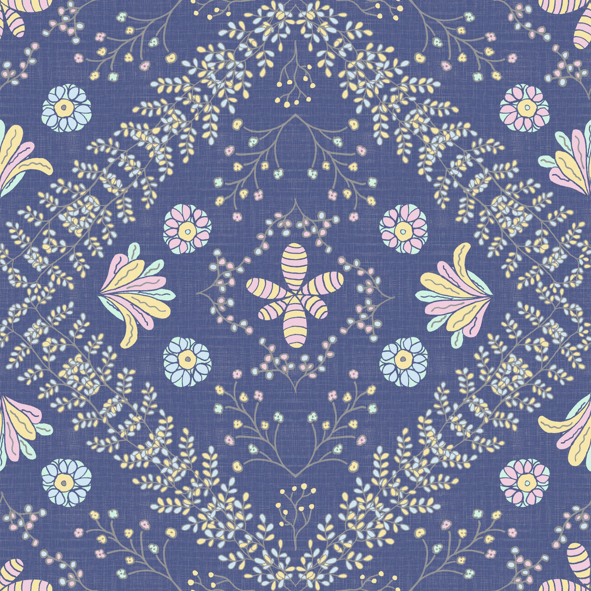 Bloom Tapestry Deep Blue Wallpaper⁠ in your room — zoomed