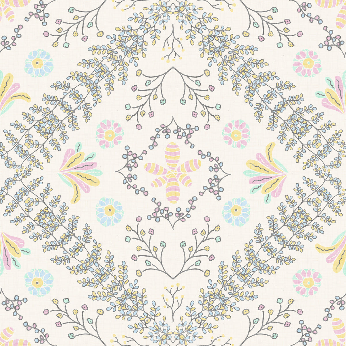 Bloom Tapestry White Wallpaper⁠