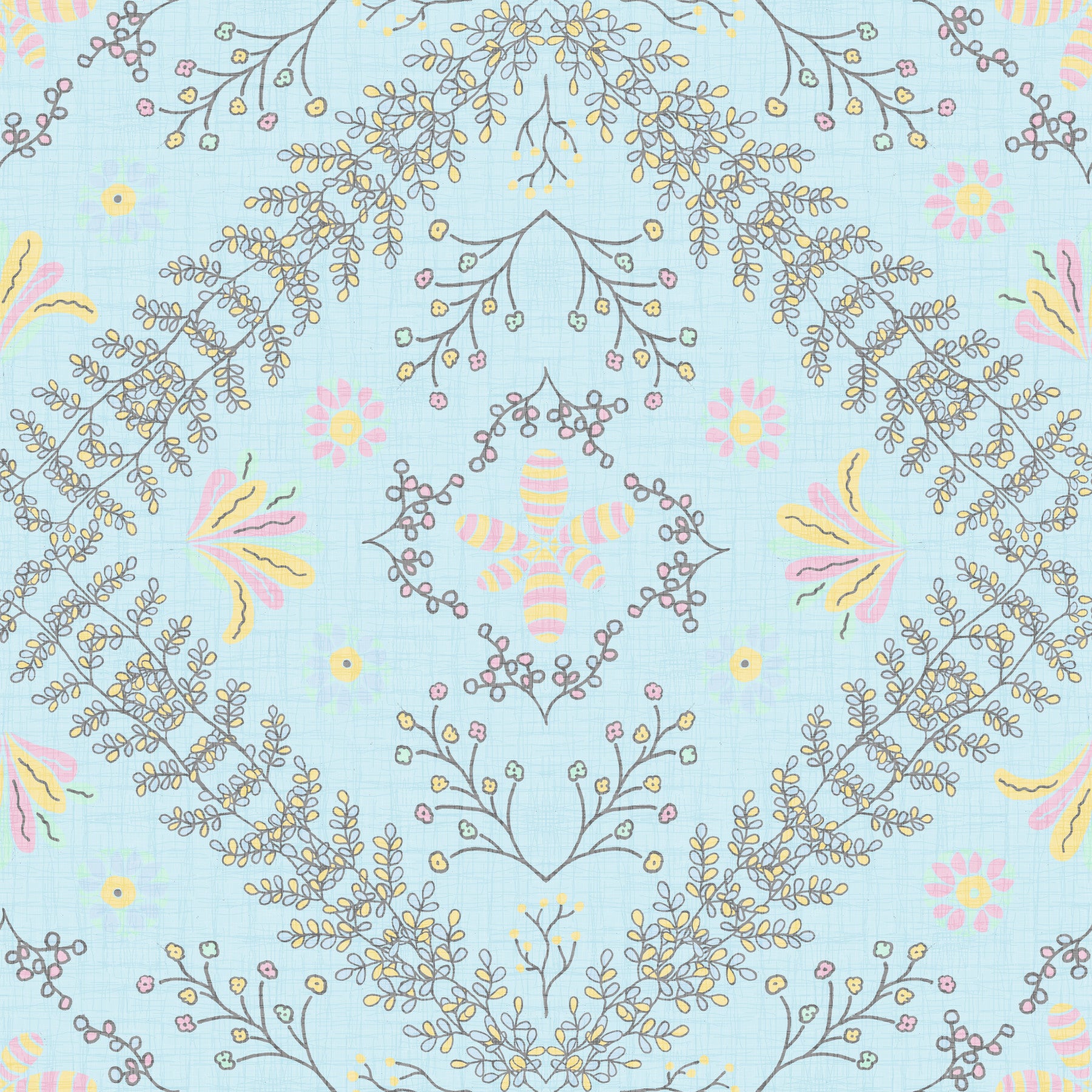 Bloom Tapestry Blue Wallpaper⁠
