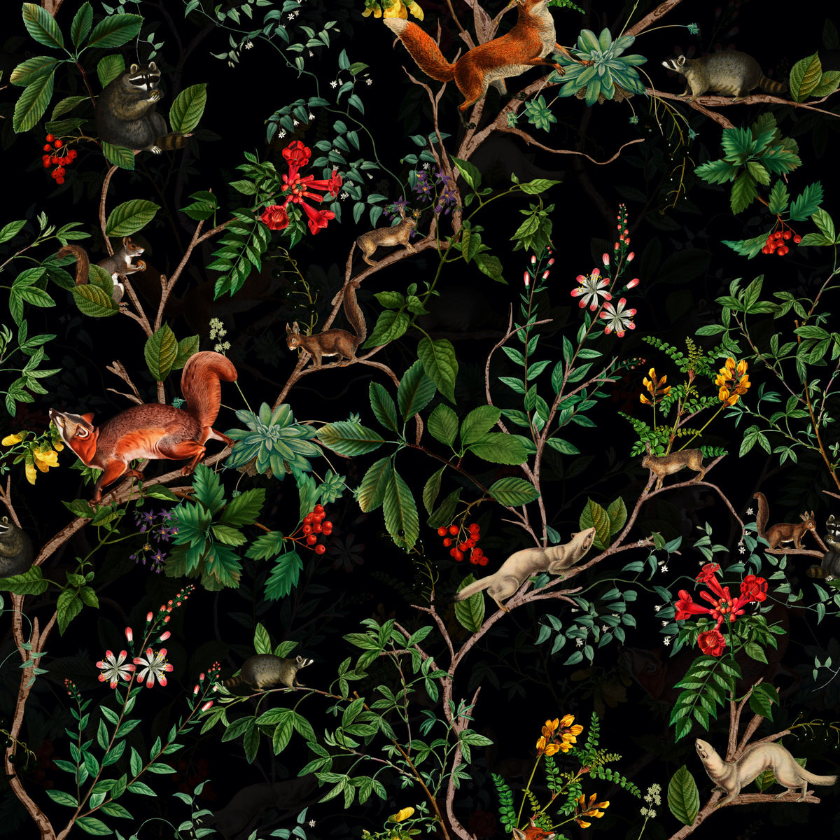 Midnight Vintage Woodlands Wallpaper⁠ in your room — zoomed