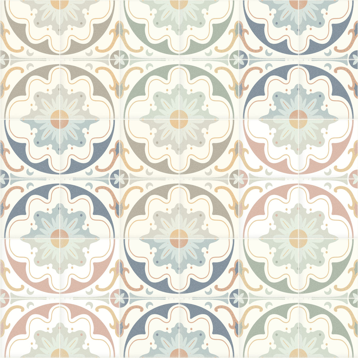 Aged Cement Tile Backsplashes Mixed Colors Wallpaper⁠ in your room